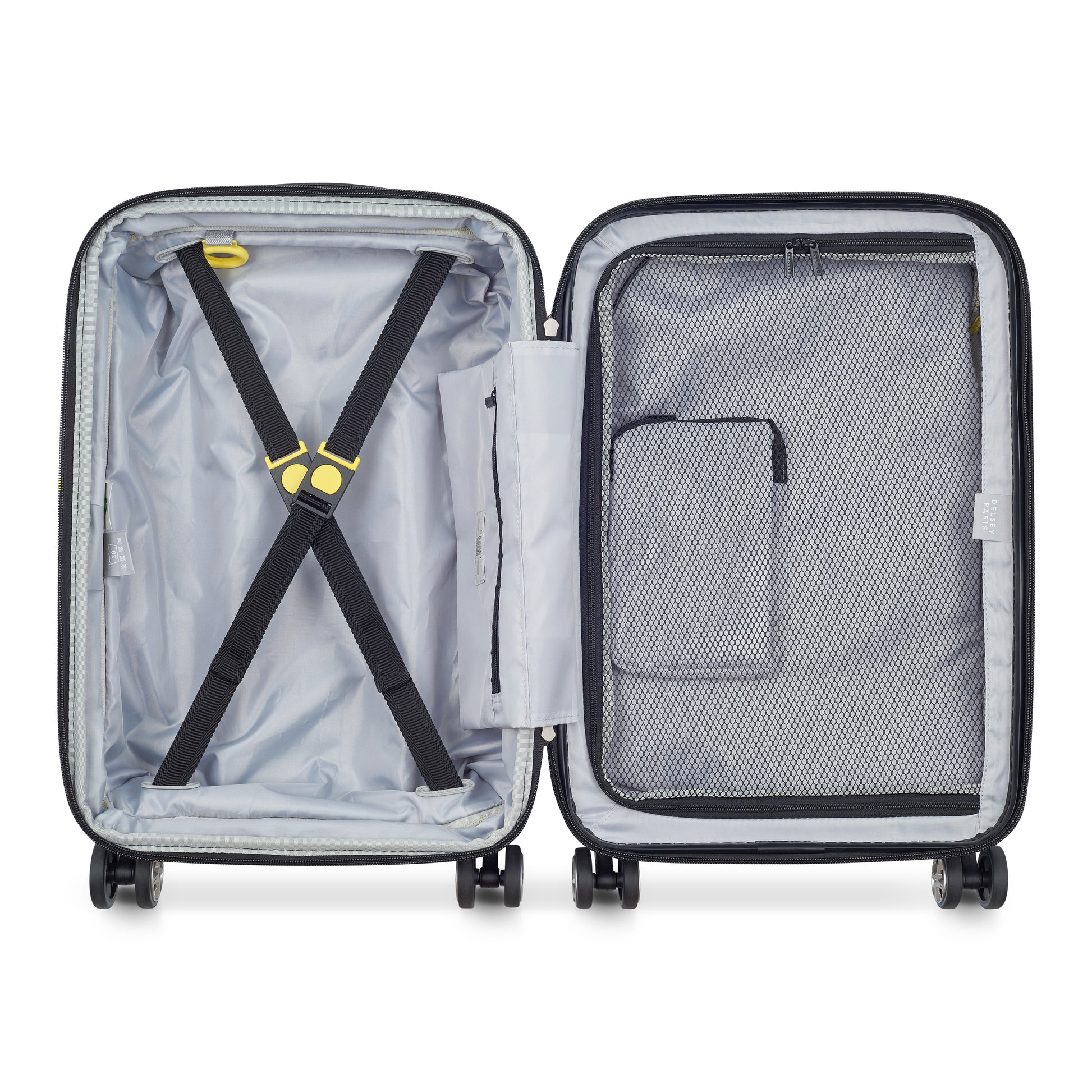 Mala rígida de bordo expansível da DELSEY com interior organizado, elásticos para ajuste de volume, compartimento com zíper em tela para melhor separação de itens, ideal para viagens.
