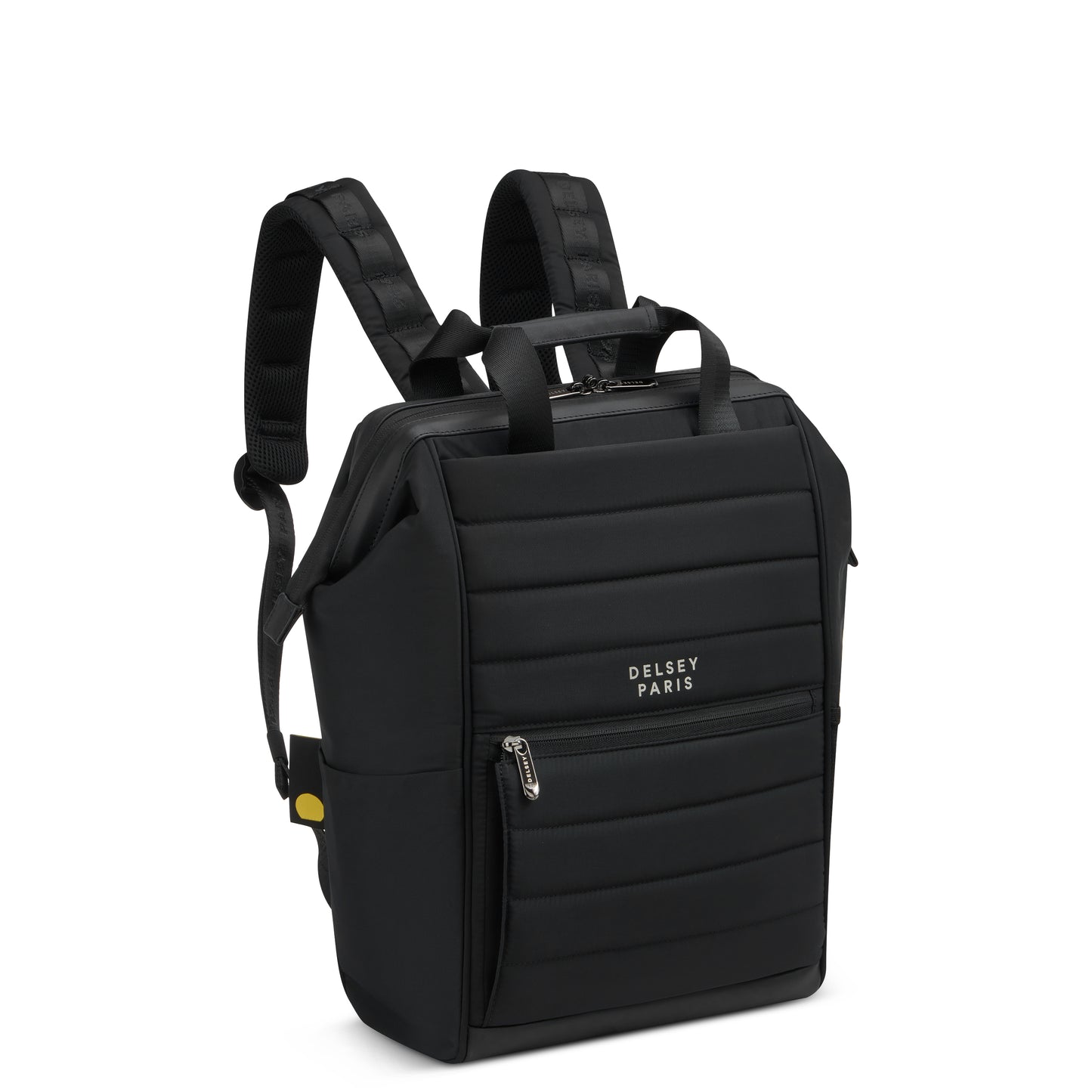 Mochila preta para notebook da DELSEY com design moderno, alças acolchoadas e compartimentos funcionais, ideal para uso diário e viagens.