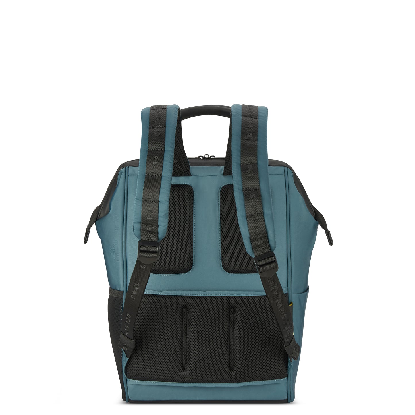 Mochila para notebook na cor verde iguana com alças acolchoadas e painéis traseiros em material respirável, design moderno e funcional da marca DELSEY.